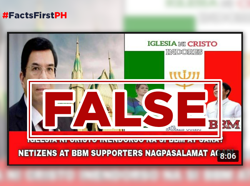 FACT CHECK: BBM-Sara falsely claims getting Iglesia ni Cristo’s endorsement