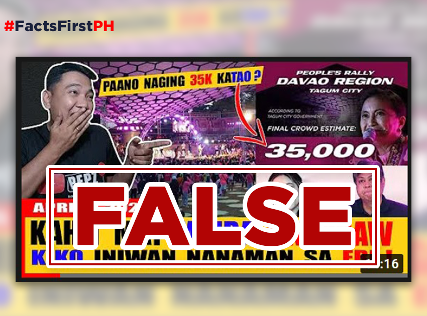 FACT CHECK: YouTuber falsely claims Tagum rally for Leni flopped