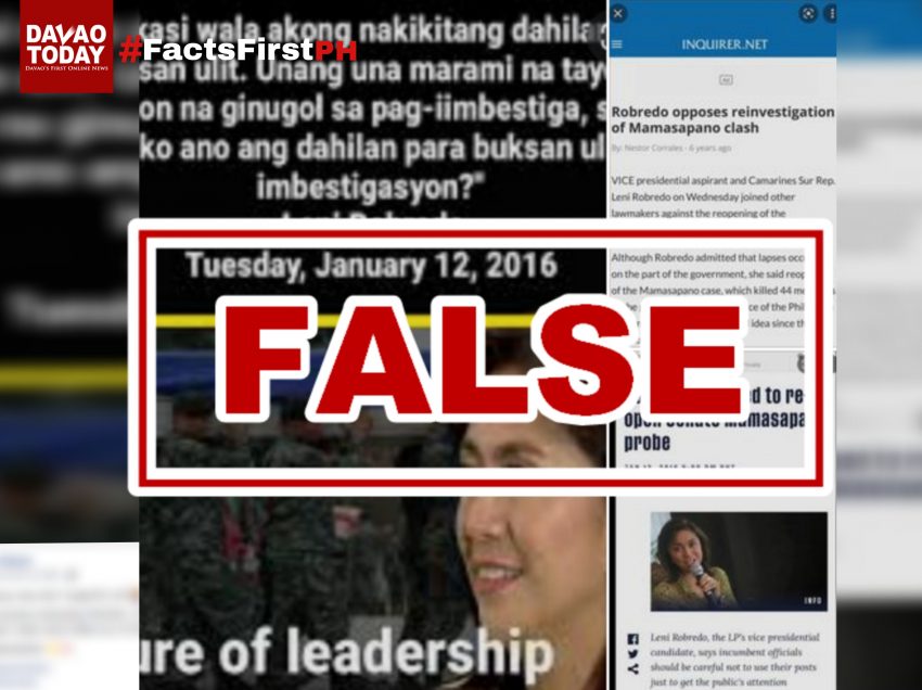 FACT CHECK: FB post claims CPP supports Robredo’s candidacy, accuses MILF as responsible for Mamasapano clash