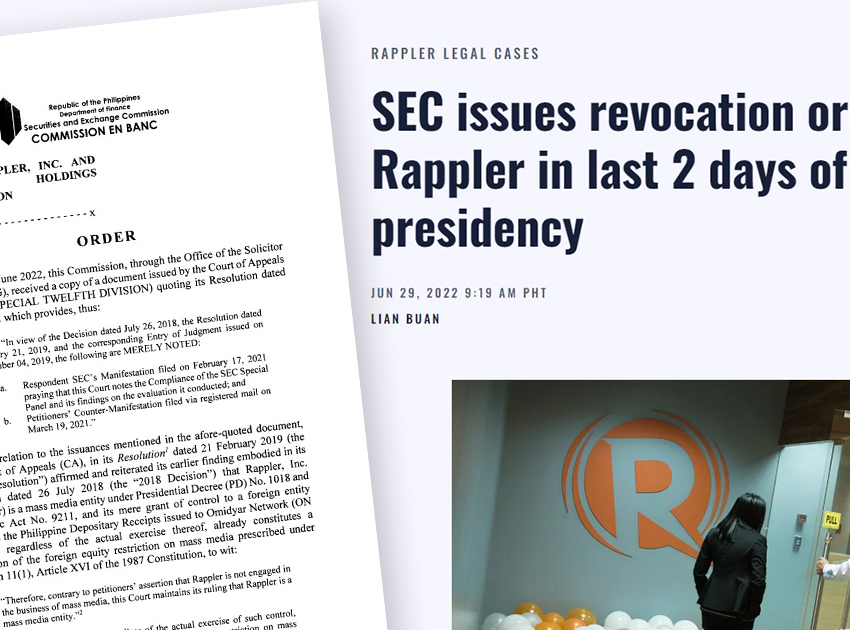 Rappler gets support from media, rights group after SEC’s shutdown order