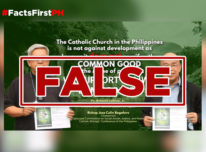 FACT CHECK: Catholic Church never issued a statement supporting Kaliwa Dam project