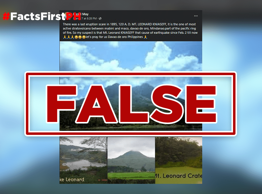FACT CHECK: Mt. Leonard Kniaseff isn’t the cause of earthquakes in Davao de Oro